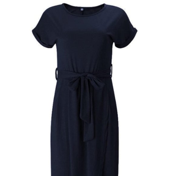 Amazon Women's Casual Short Sleeve Slit Solid Party Summer Long Maxi Dress - Picture 2 of 5